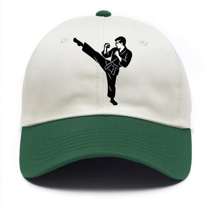 Martial artist performing a high kick - Two Tone Cap - Green
