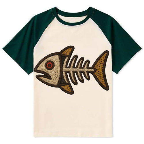 Fish Skeleton  - Contrast Raglan T-shirt