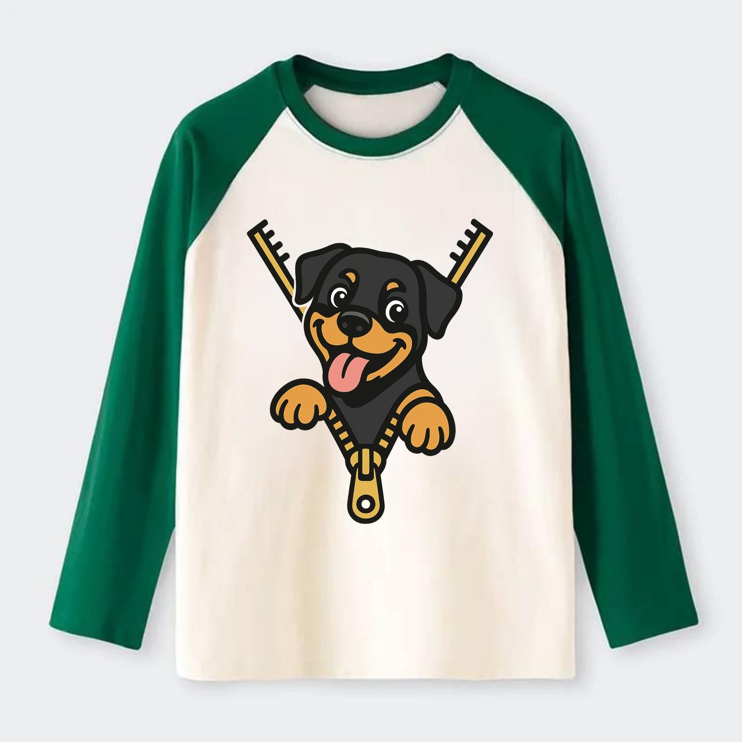 Rottweiler - Raglan Long Sleeve T-Shirt - Green