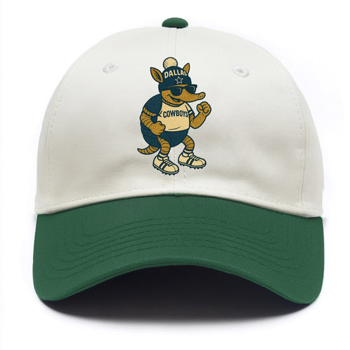 Dallas Armadillo wearing Cowboys beanie with lone star patch and wayfarer sunglasses - Two Tone Cap