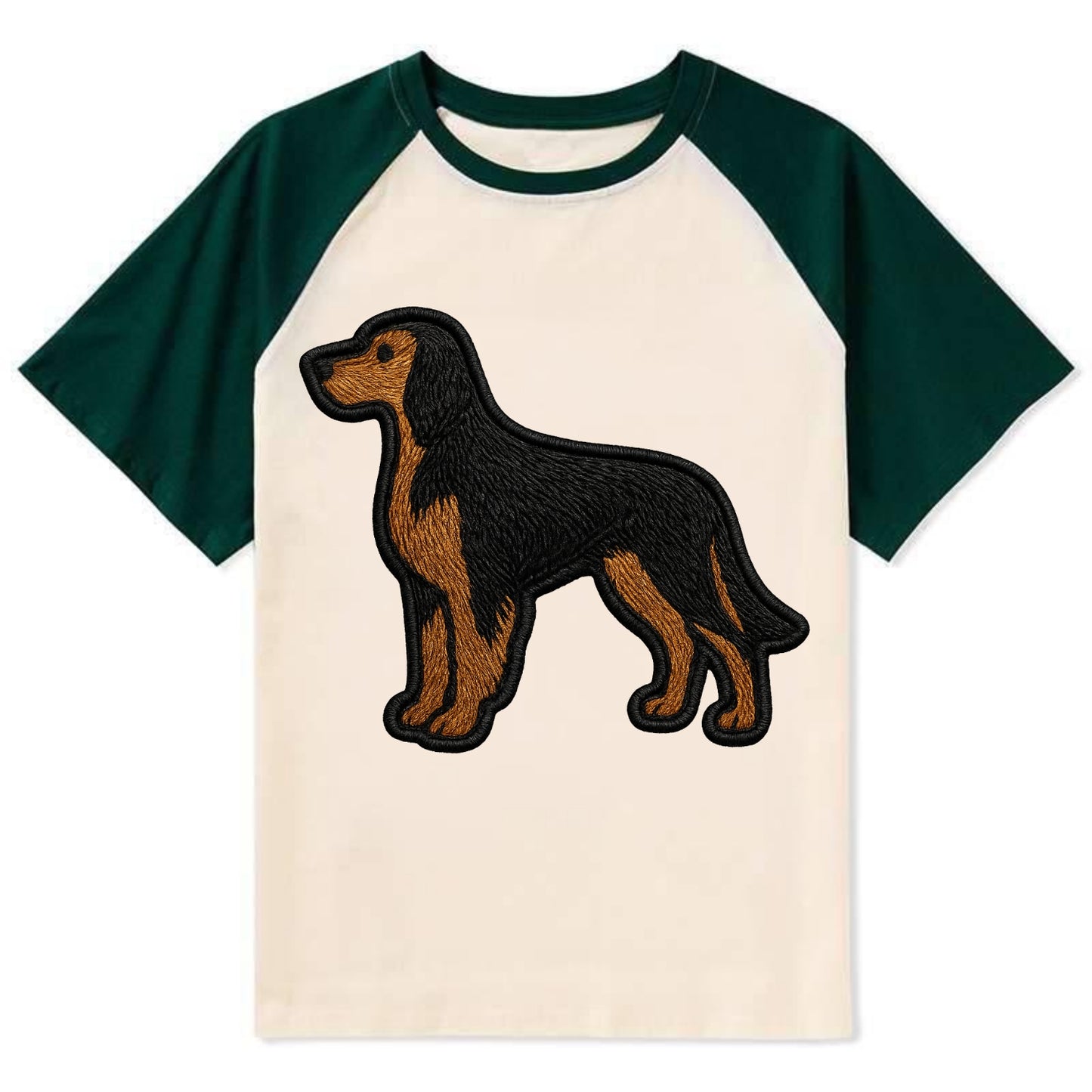 Gordon Setter - Modern setter silhouette - Contrast Raglan T-shirt - Green