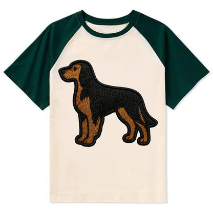 Gordon Setter - Modern setter silhouette - Contrast Raglan T-shirt - Green
