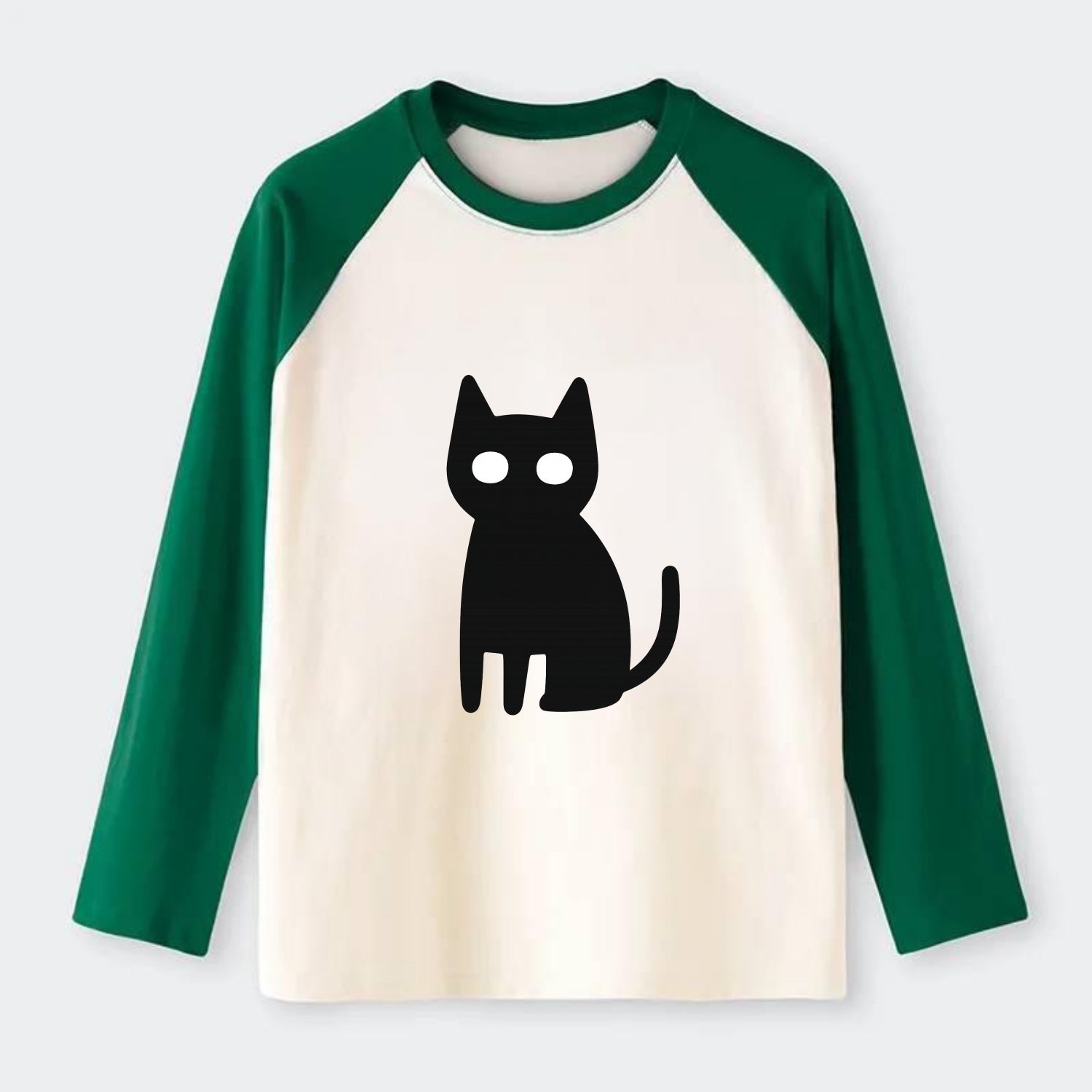 YOU MUST EMBRACE THE VOID | Black cat st - Raglan Long Sleeve T-Shirt - Green