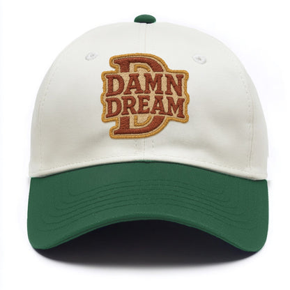 DAMN;DREAM BIG Motivational White Cap - Two Tone Cap - Green