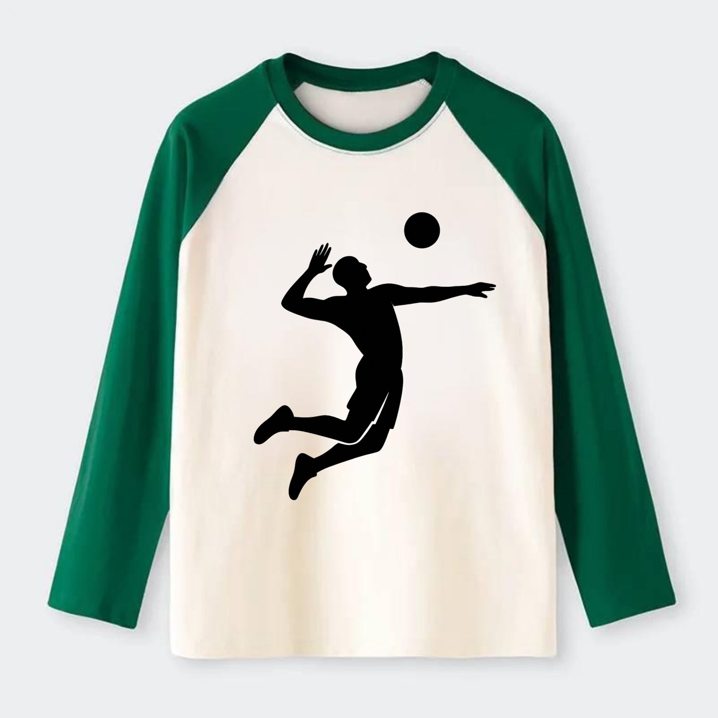 Volleyball player spiking ball - Raglan Long Sleeve T-Shirt - Green