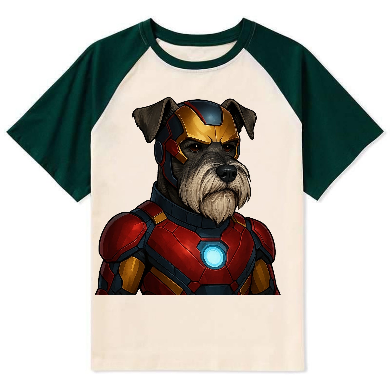 Schnauzer Tech Hero  - Contrast Raglan T-shirt - Green