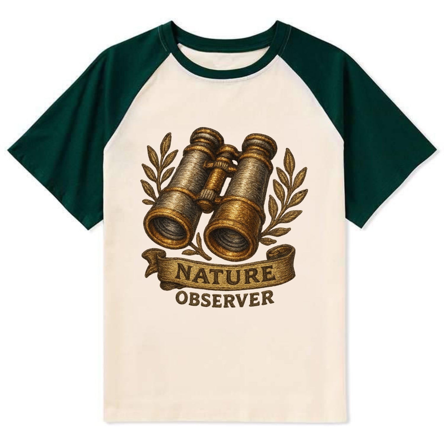 Binoculars for birdwatching - nature observer - Contrast Raglan T-shirt - Green