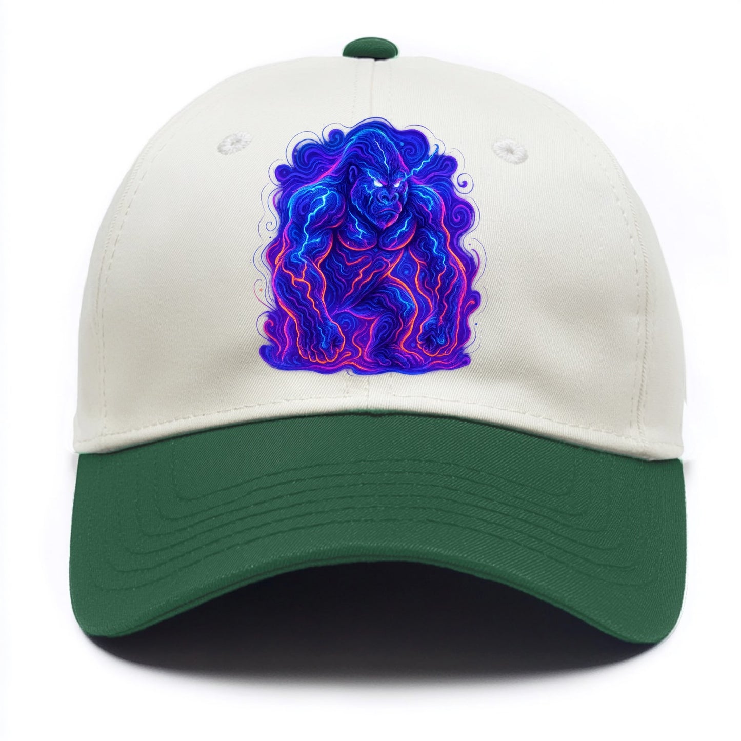 Mighty gorilla with electricity flowing through defined muscles, lightning bolt - Two Tone Cap - Green