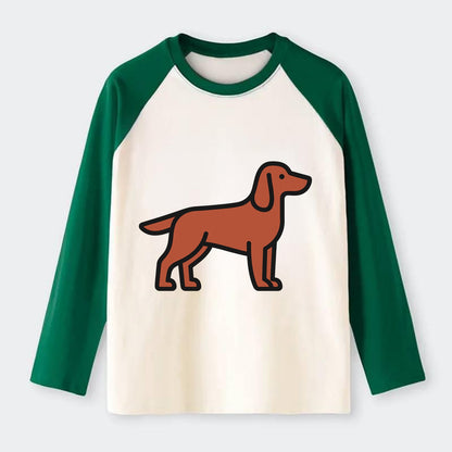 Irish Setter - Red/chestnut flat side profile - Raglan Long Sleeve T-Shirt - Green
