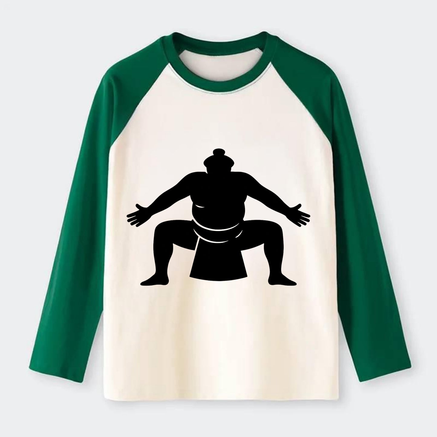 Japanese sumo wrestler ceremonial stance - Raglan Long Sleeve T-Shirt - Green