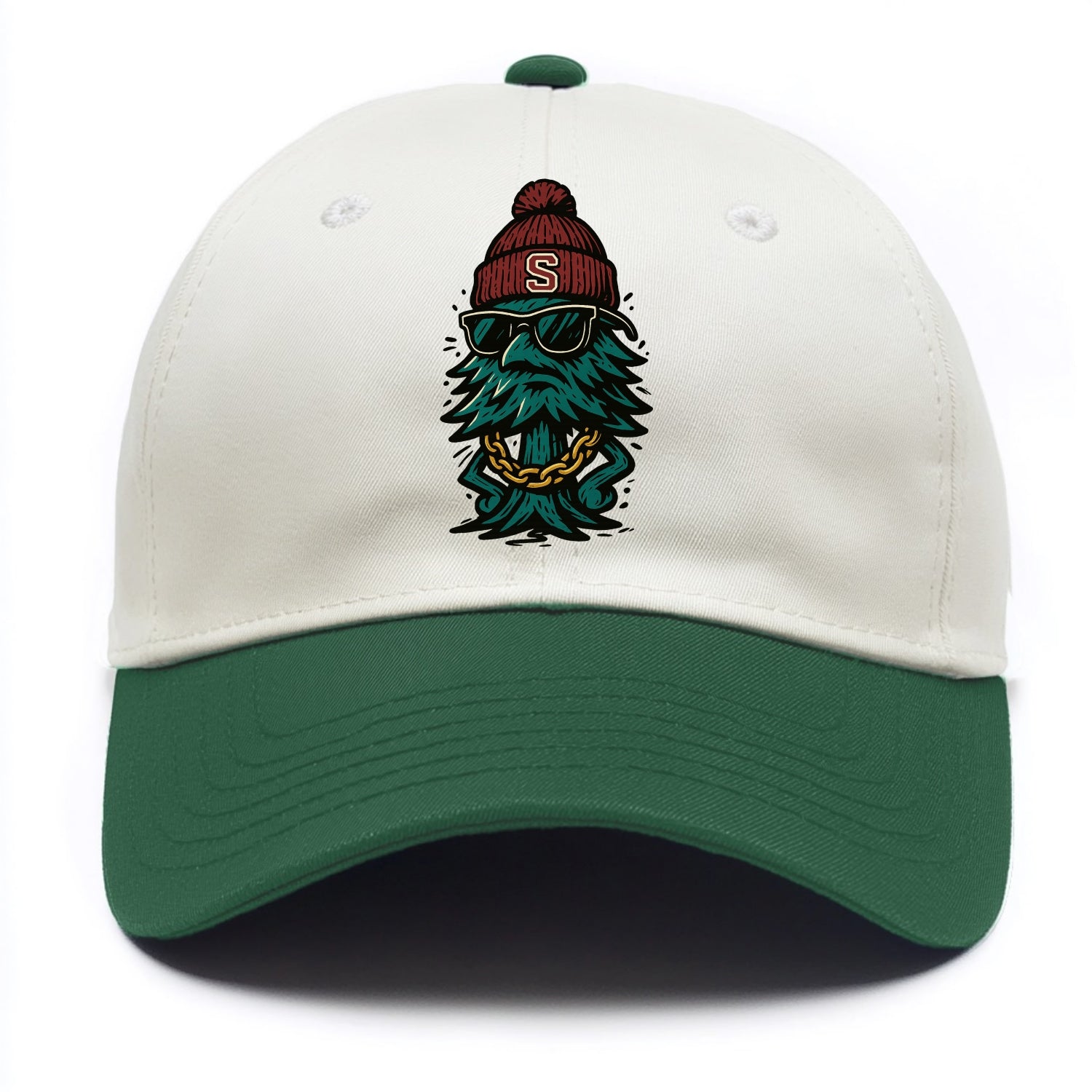 Palo Alto Tree wearing Stanford beanie with S patch - Two Tone Cap - Green