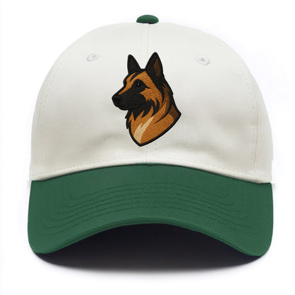 Belgian Tervuren - Fawn with black overlay embroidered design - Two Tone Cap - Green