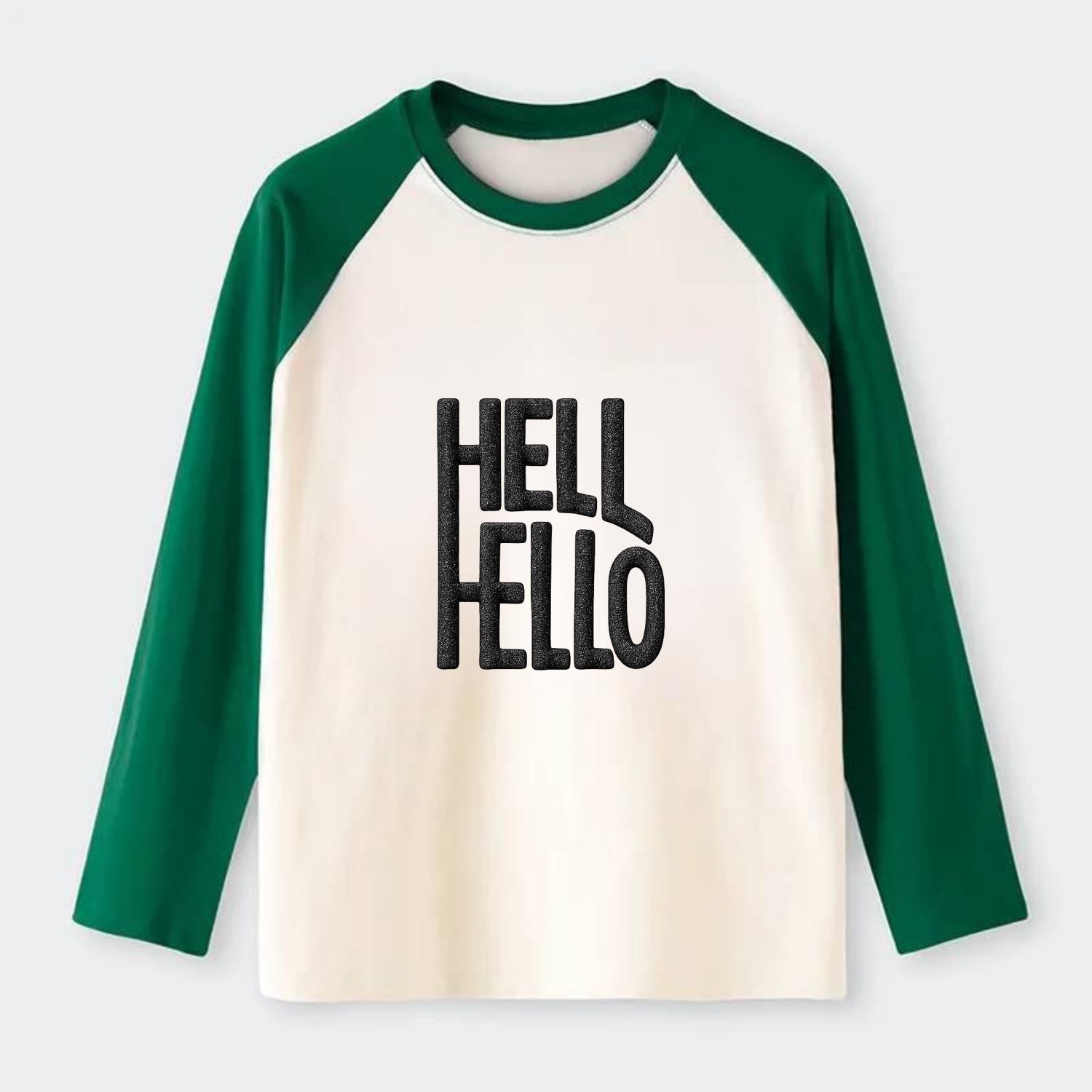 HELL;HELLO BEAUTIFUL Floral Print Hat - Raglan Long Sleeve T-Shirt - Green