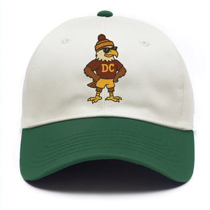 DC Eagle wearing Commanders burgundy and gold beanie with pom pom and wayfarer - Two Tone Cap - Green