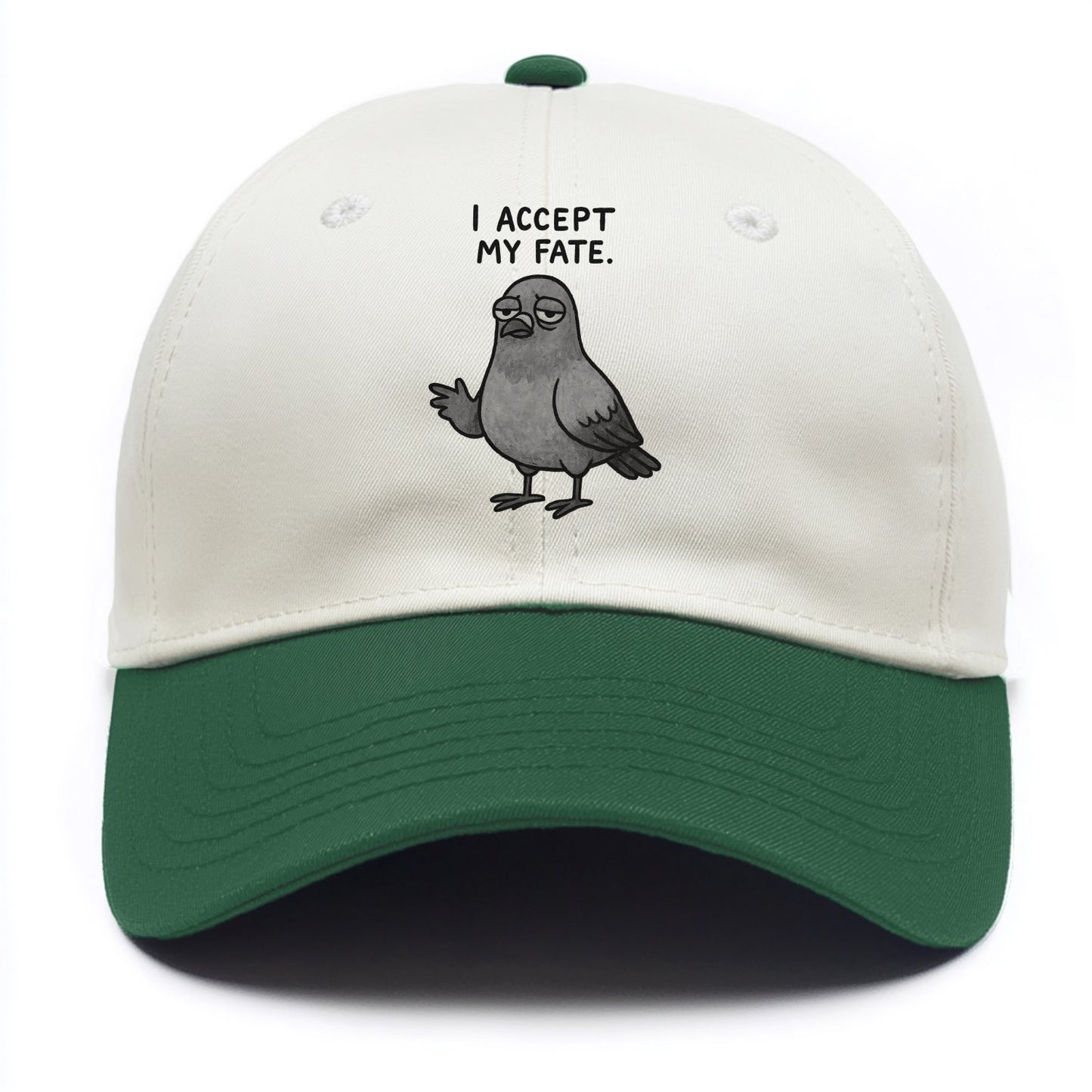 YOU MUST HONOR THE PIGEON | Grey pigeon - Two Tone Cap - Green
