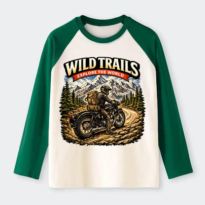 Wild Trails Explorer - Raglan Long Sleeve T-Shirt - Green