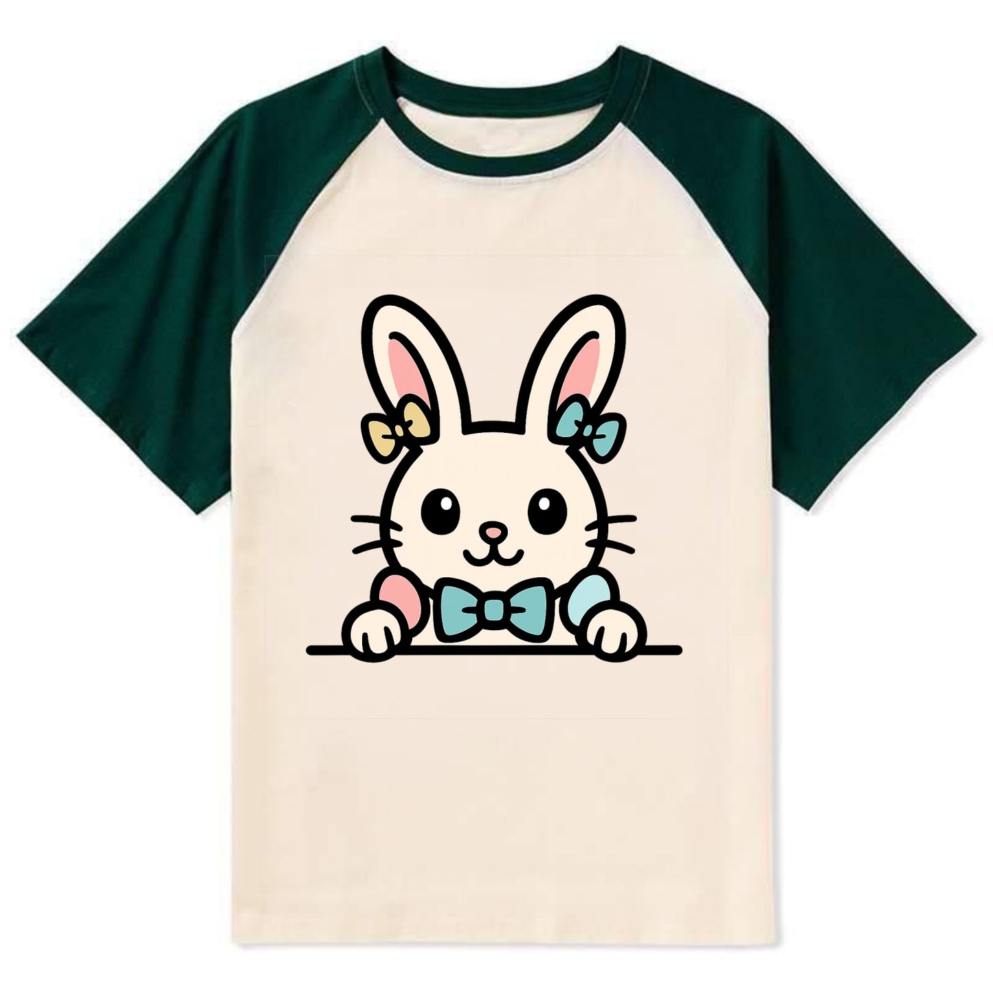 Easter Bunny  - Contrast Raglan T-shirt - Green