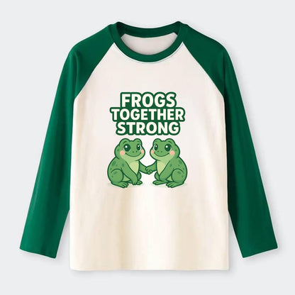 Frogs Together Strong 2 - Raglan Long Sleeve T-Shirt - Green