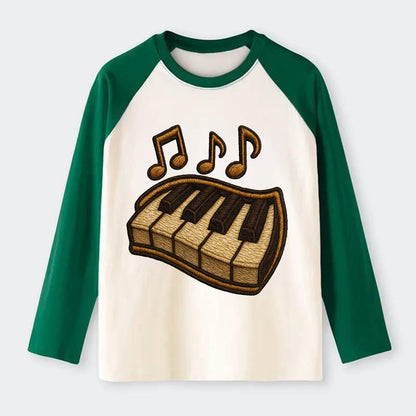Piano Keys  - Raglan Long Sleeve T-Shirt - Green