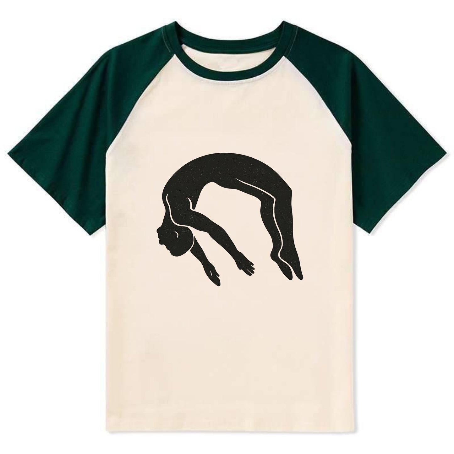 Gymnast doing a backflip - Contrast Raglan T-shirt - Green