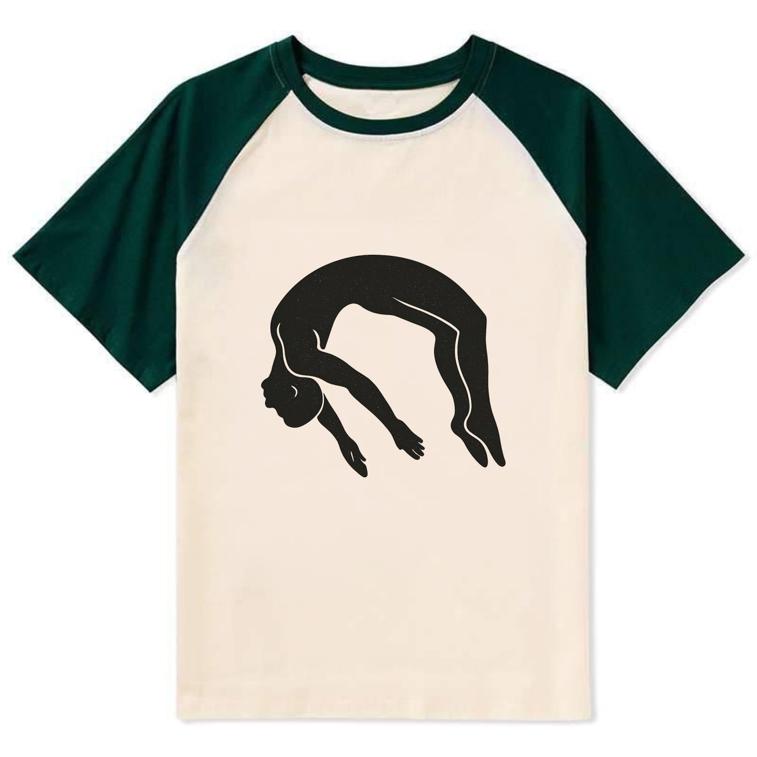 Gymnast doing a backflip - Contrast Raglan T-shirt - Green