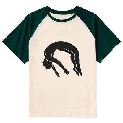 Gymnast doing a backflip - Contrast Raglan T-shirt - Green