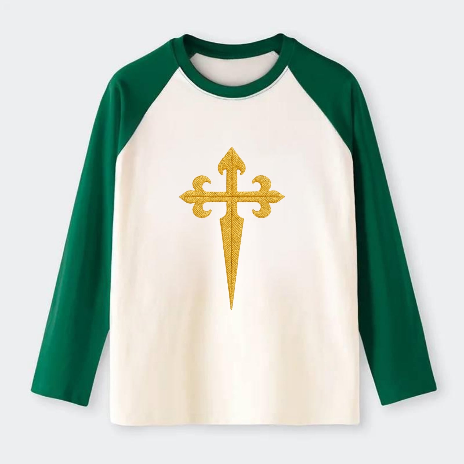 Order Of Santiago Cross - Raglan Long Sleeve T-Shirt - Green