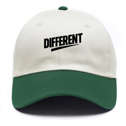 Bold typography design - "DIFFERENT" - standing out, not following crowd - Two Tone Cap - Green