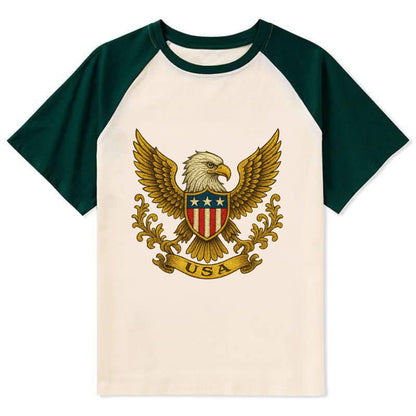 Usa Heritage Eagle 2 - Contrast Raglan T-shirt - Green