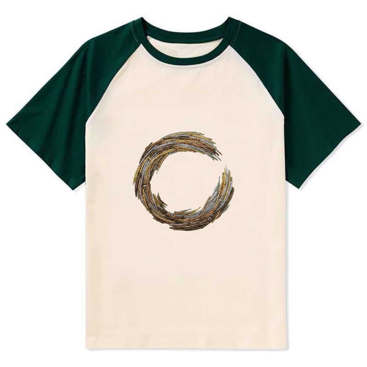 Enso Circle - Contrast Raglan T-shirt - Green