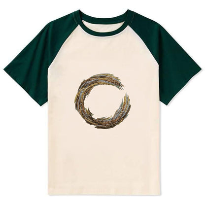 Enso Circle - Contrast Raglan T-shirt - Green