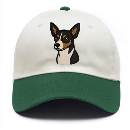 Rat Terrier - Tri-color embroidered pose - Two Tone Cap - Green