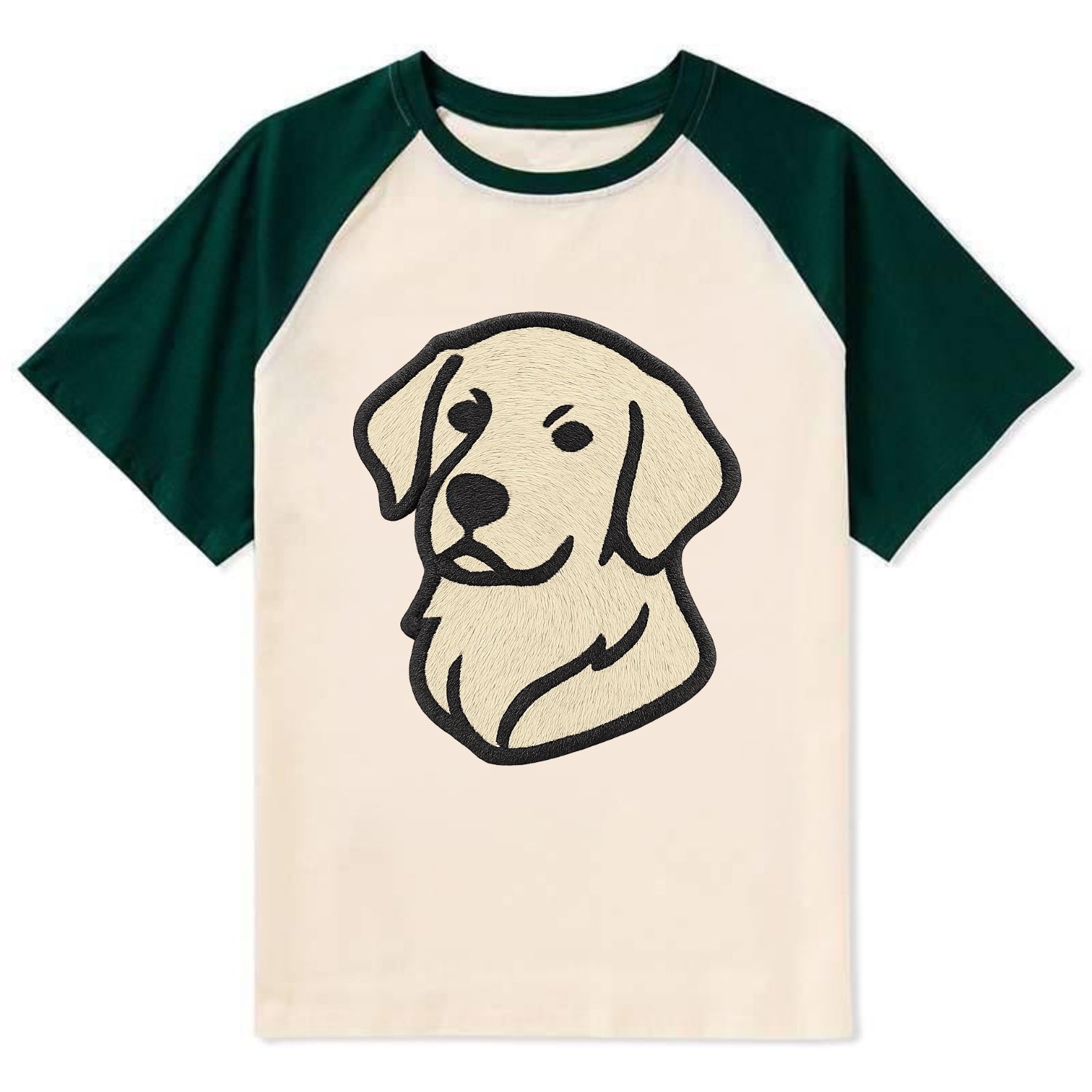 Golden Retriever - Head tilt curious pos Contrast Raglan T-shirt - Green