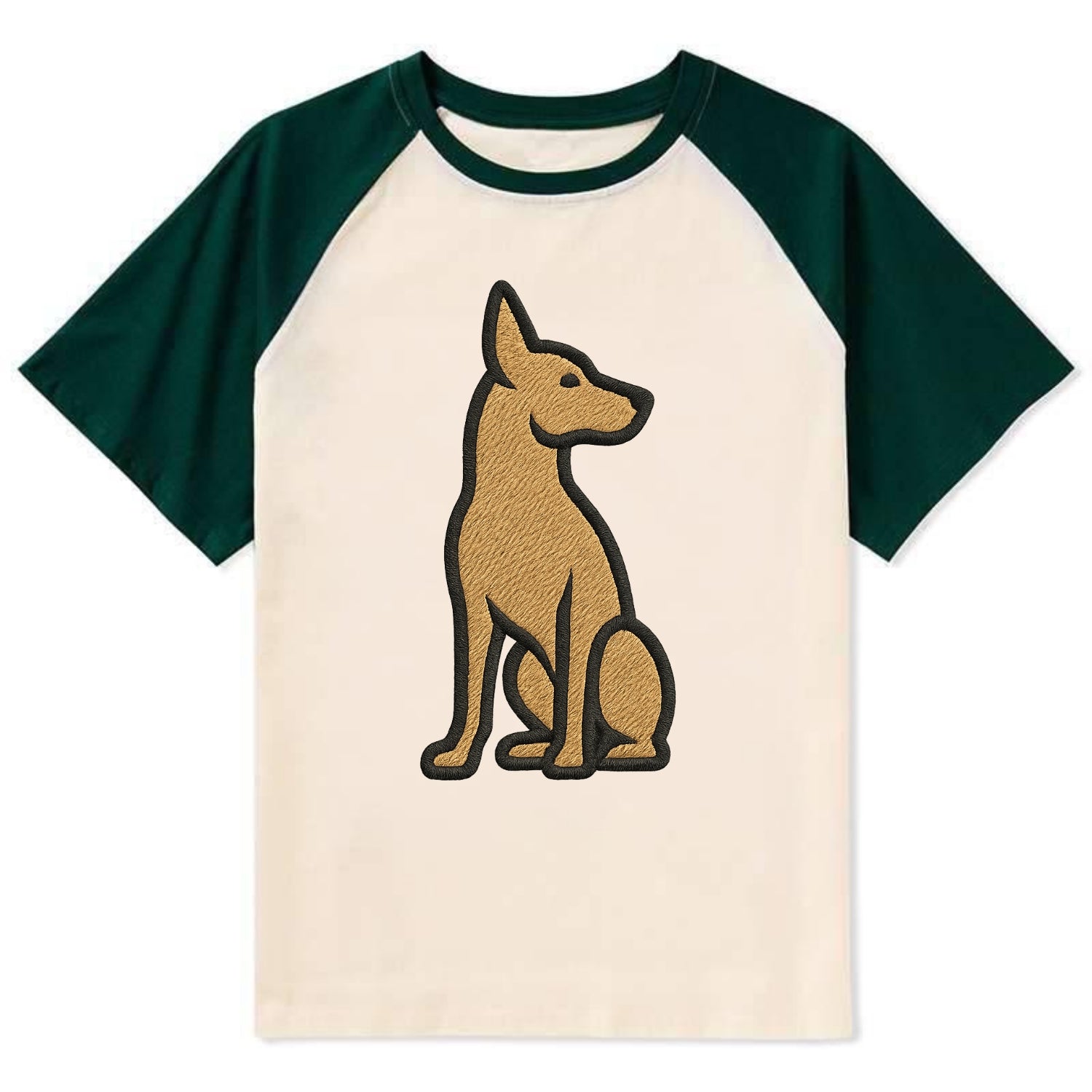 Pharaoh Hound - Tan colored sitting pose Contrast Raglan T-shirt - Green