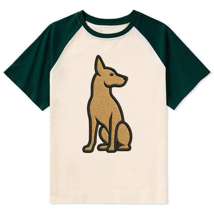 Pharaoh Hound - Tan colored sitting pose Contrast Raglan T-shirt - Green