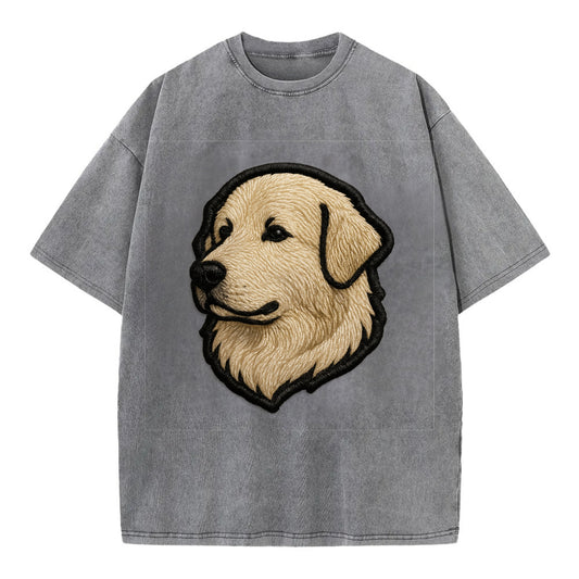 Great Pyrenees - Trendy fluffy giant des - Vintage T-shirt - Grey