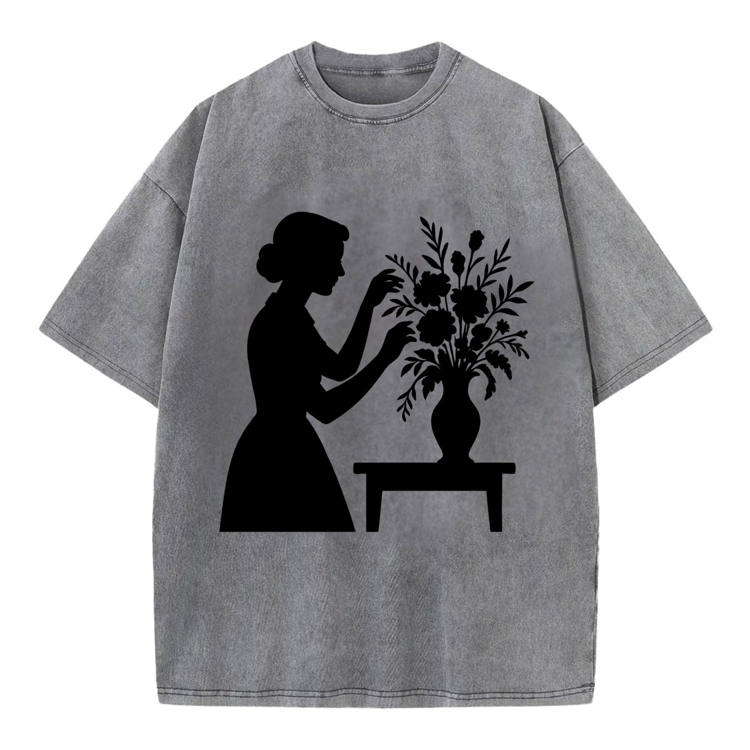 Florist arranging dramatic bouquet - Vintage T-shirt - Grey