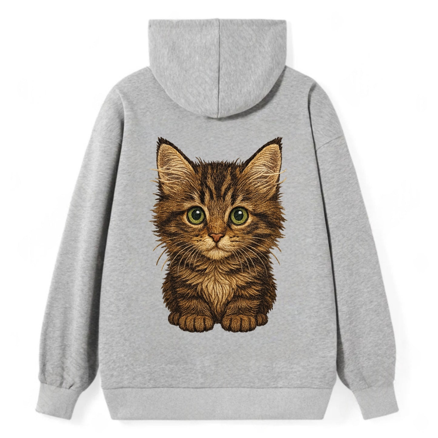 Baby Maine Coon Kitten - large fluffy tabby, tufted ears, big green eyes, - Classic Pullover Hoodie - Grey