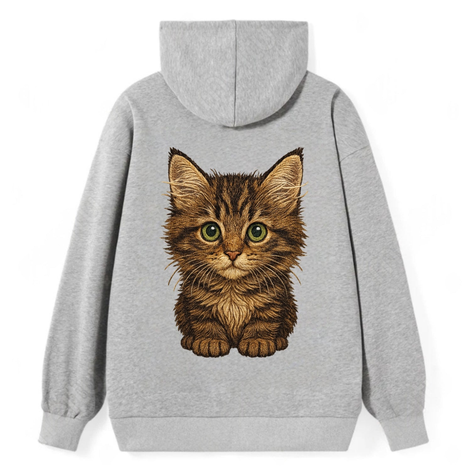 Baby Maine Coon Kitten - large fluffy tabby, tufted ears, big green eyes, - Classic Pullover Hoodie - Grey