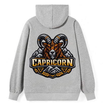 CAPRICORN GOAT - mountain goat in brown and gray , earth sign - Classic Pullover Hoodie - Grey
