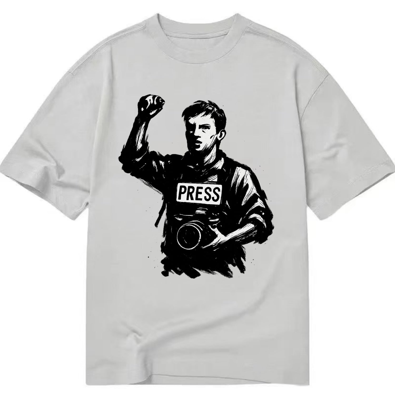 Journalist with camera - press freedom ink painting - Classic T-shirt - Grey