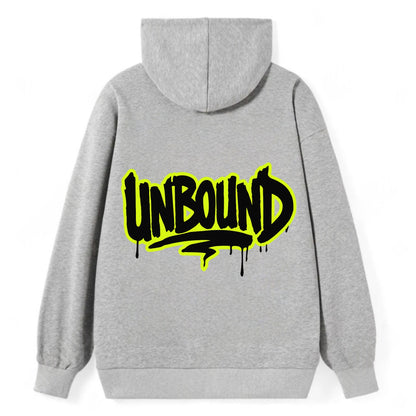 Bold typography design - "UNBOUND" - without limits, free from constraints - Classic Pullover Hoodie - Grey