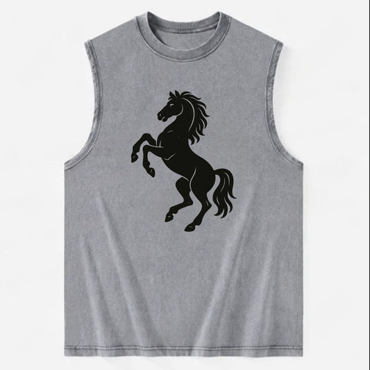 Stallion rearing on hind legs - Vintage Washed Tank - Grey