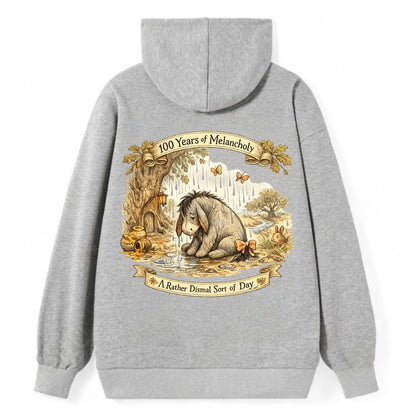 GLOOMY GLEN | Droopy figure in rain | Tattered tail bow | Pessimistic - Classic Pullover Hoodie - Grey