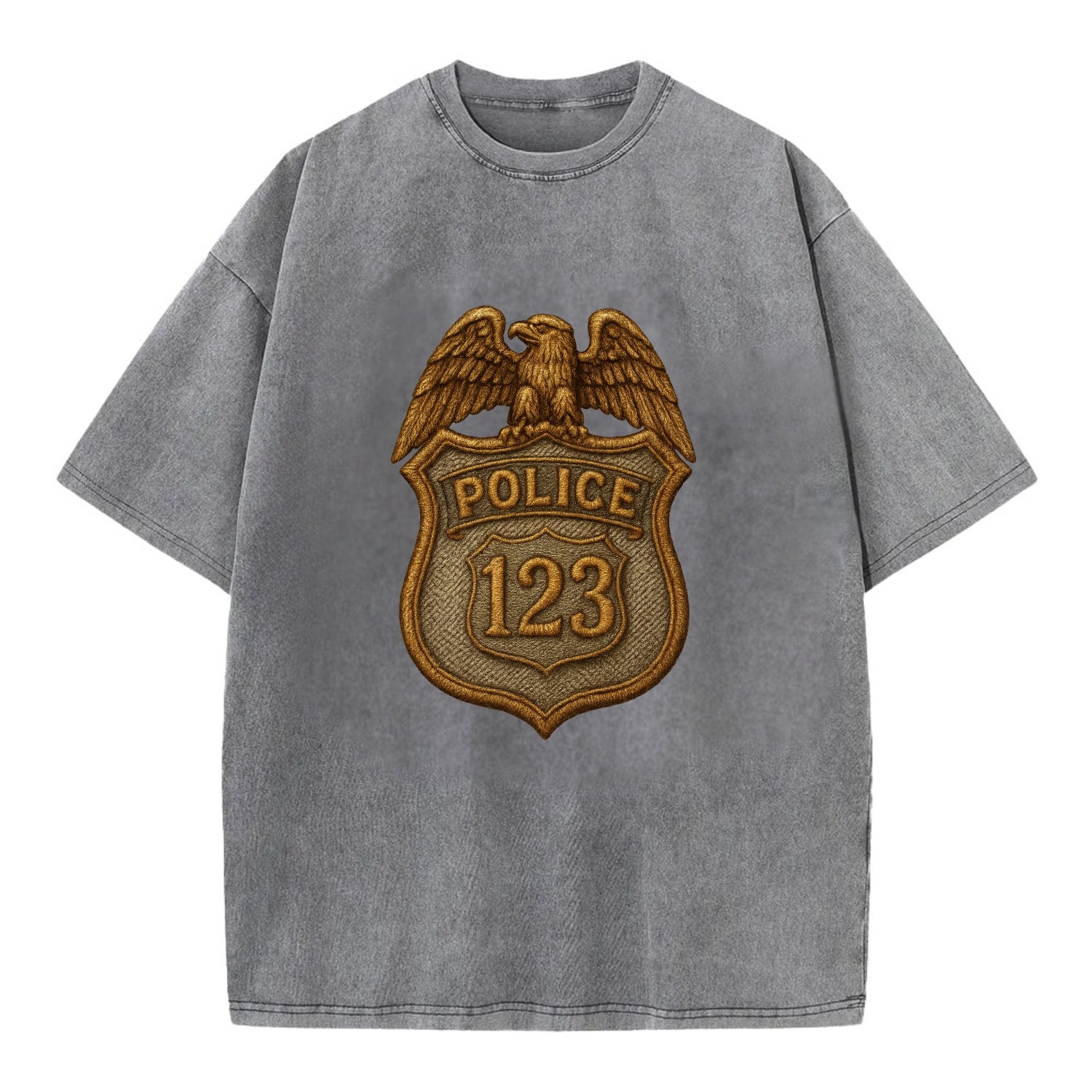Police Badge  - Vintage T-shirt - Grey