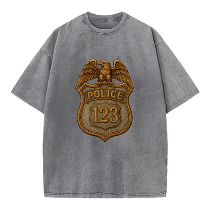 Police Badge  - Vintage T-shirt - Grey