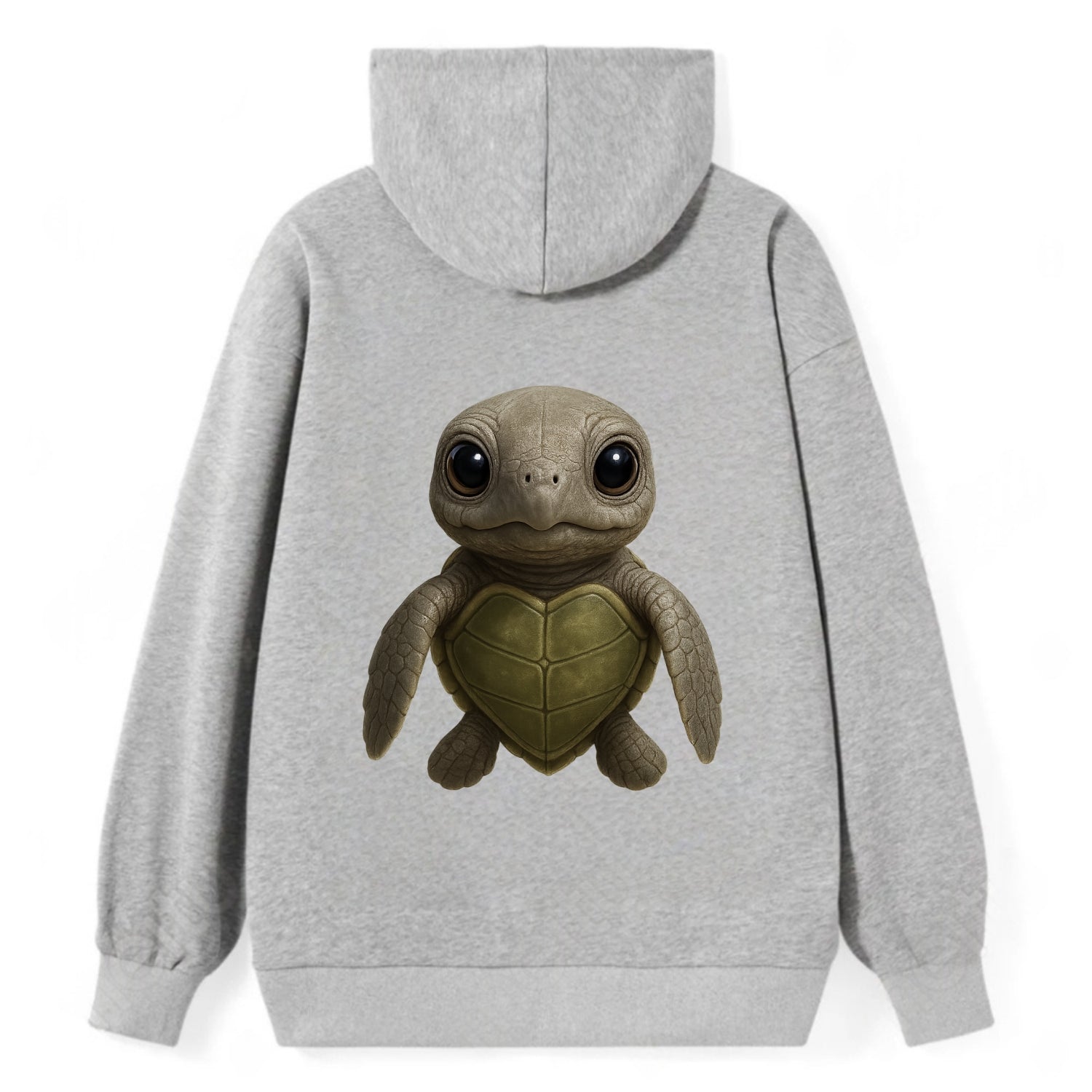 Baby Olive Ridley Turtle - olive green shell, heart-shaped carapace, - Classic Pullover Hoodie - Grey