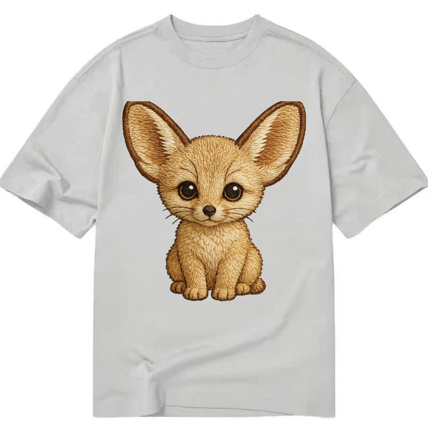 Baby Fennec Fox - huge ears, cream fur, large dark eyes, front-facing, desert baby - Classic T-shirt - Grey