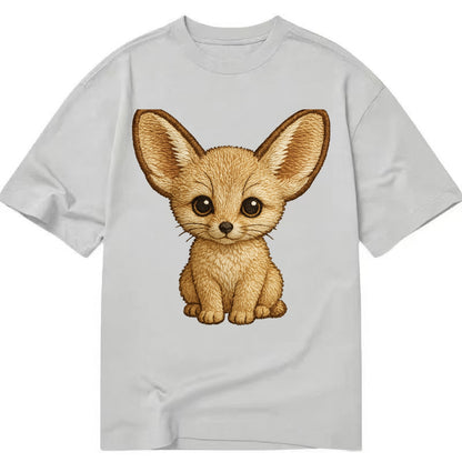 Baby Fennec Fox - huge ears, cream fur, large dark eyes, front-facing, desert baby - Classic T-shirt - Grey