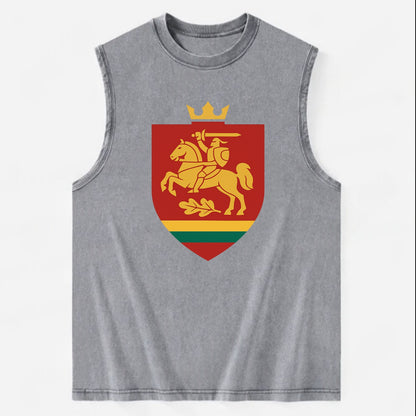 Lithuania Royal Logo  - Vintage Washed Tank - Grey